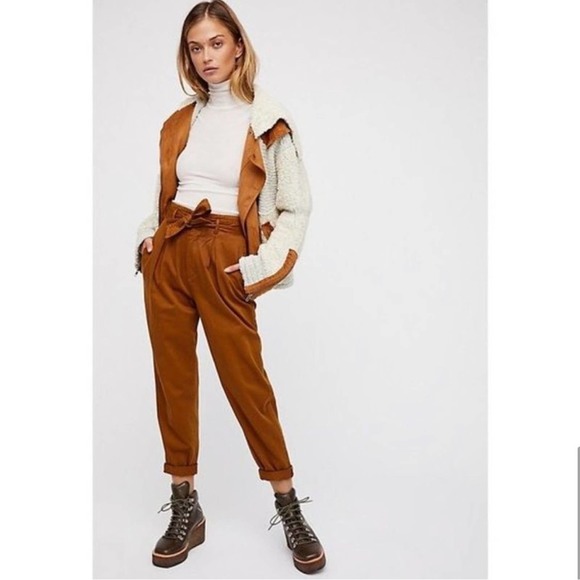 FREE PEOPLE Oatmeal Counting Sheep Sherpa Suede Jacket sz XS/S - Picture 4 of 10